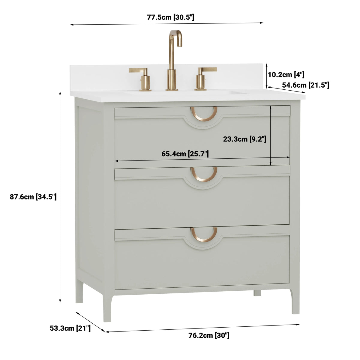 Yulan 30" Single Vanity With Pure White Quartz Top
