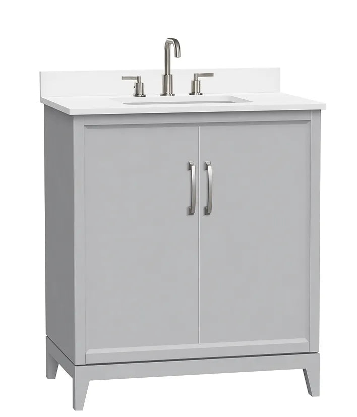Luton 30" Vanity in Gray with Snow White Quartz Top