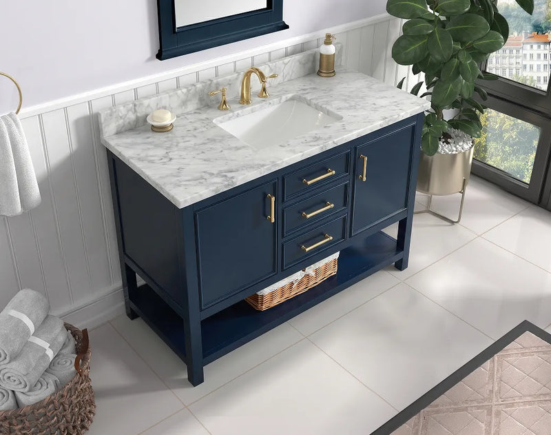 Premium Manhattan 48" Vanity With Premium Carrara Marble Top