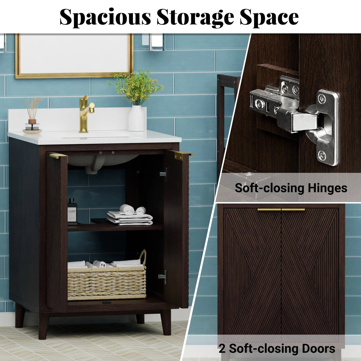 Summerville 24" Vanity Set with Pure White Quartz Countertop