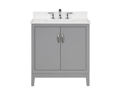 Luton 30" Vanity in Gray with Snow White Quartz Top