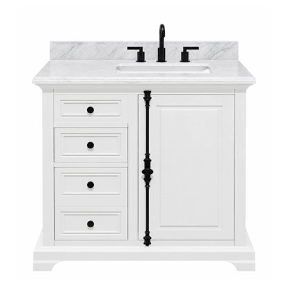 Icon 36" Vanity in White with Carrara Marble Top