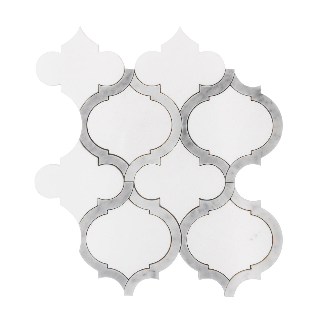 Marrakesh - Carrara White & Thassos White 9-in x 10-in Waterjet Mosaic Floor and Wall Tile( 3.15 sq. ft. /Box )