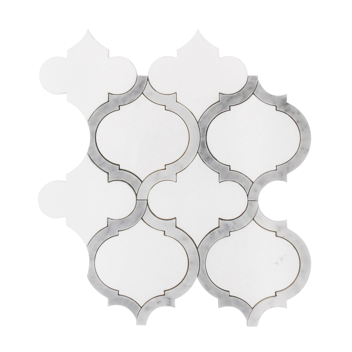 Marrakesh - Carrara White & Thassos White 9-in x 10-in Waterjet Mosaic Floor and Wall Tile( 3.15 sq. ft. /Box )