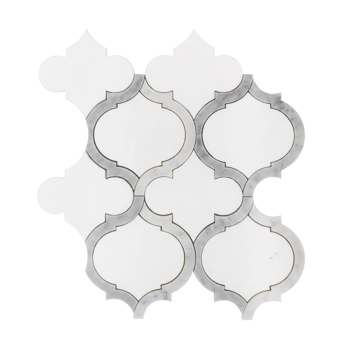 Marrakesh - Carrara White & Thassos White 9-in x 10-in Waterjet Mosaic Floor and Wall Tile( 3.15 sq. ft. /Box )