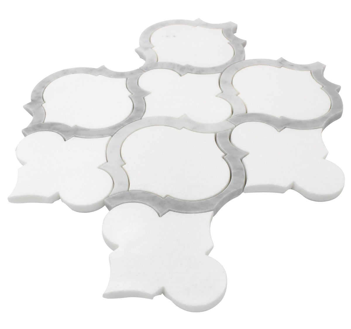 Marrakesh - Carrara White & Thassos White 9-in x 10-in Waterjet Mosaic Floor and Wall Tile( 3.15 sq. ft. /Box )