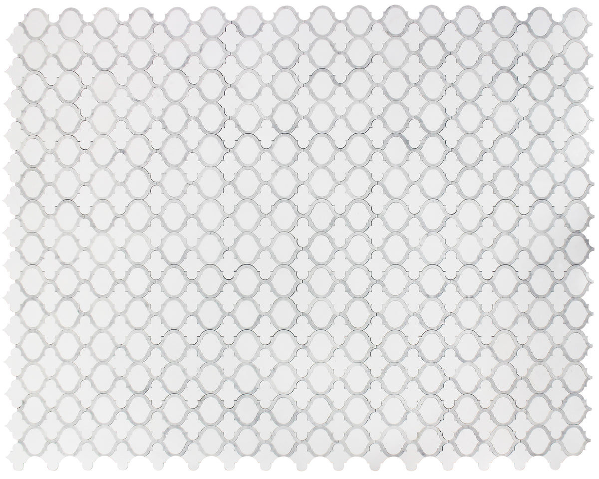 Marrakesh - Carrara White & Thassos White 9-in x 10-in Waterjet Mosaic Floor and Wall Tile( 3.15 sq. ft. /Box )