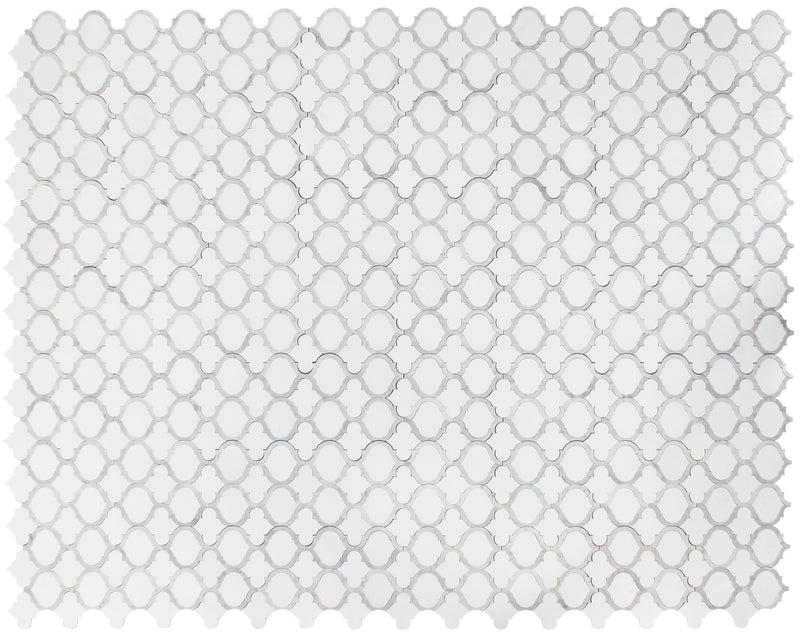 Marrakesh - Carrara White & Thassos White 9-in x 10-in Waterjet Mosaic Floor and Wall Tile( 3.15 sq. ft. /Box )