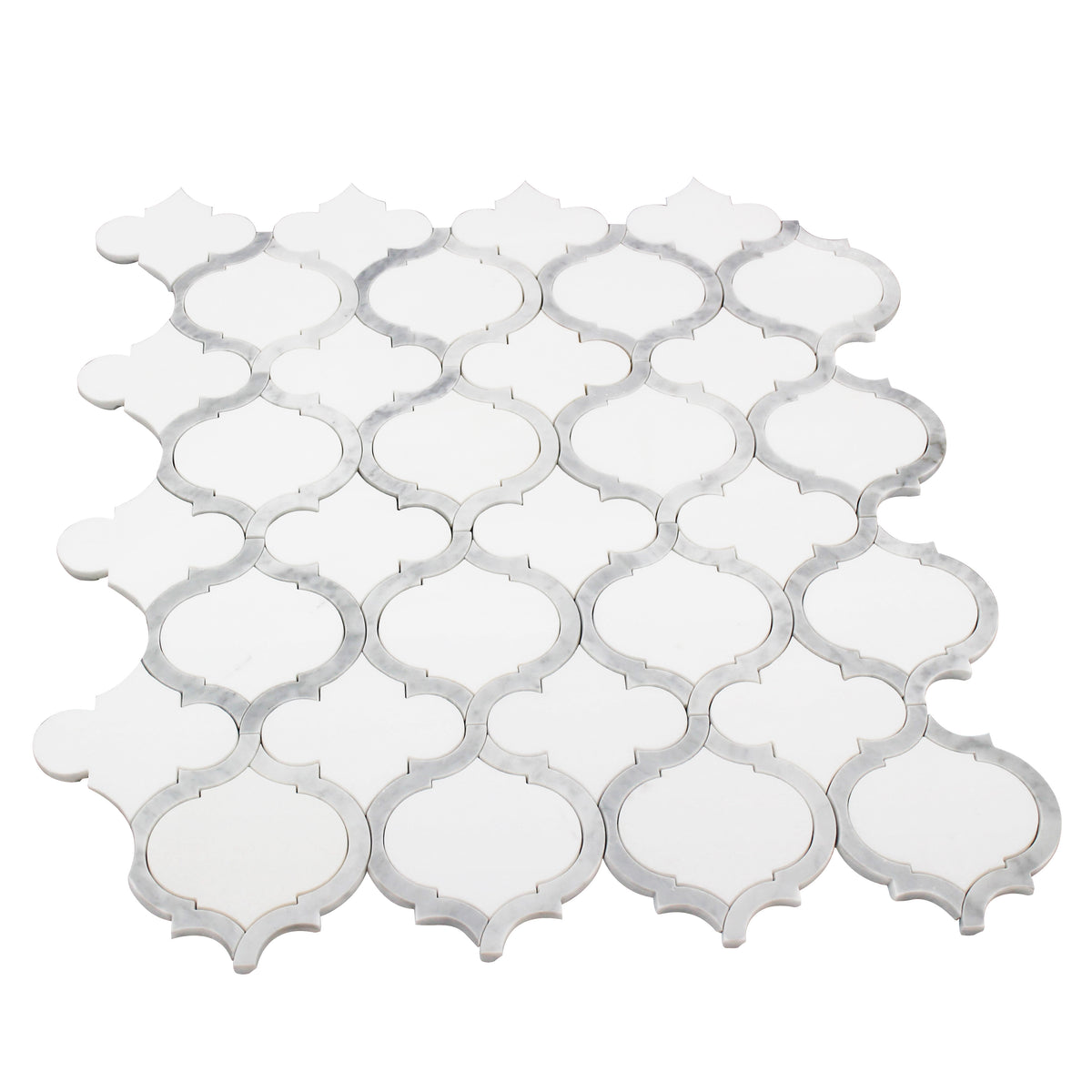 Marrakesh - Carrara White & Thassos White 9-in x 10-in Waterjet Mosaic Floor and Wall Tile( 3.15 sq. ft. /Box )