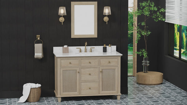 Ronnie 48" Vanity Set with White Carrara Quartz Top