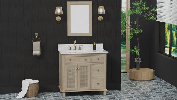 Ronnie 36" Vanity Set with White Carrara Quartz Top