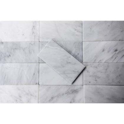 Oriental White 3-in x 6-in Marble Floor and Wall Tiles( 5.2 sq. ft. /Box )