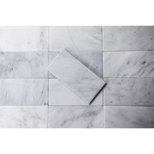 Oriental White 3-in x 6-in Marble Floor and Wall Tiles( 5.2 sq. ft. /Box )