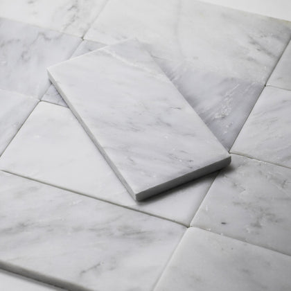 Oriental White 3-in x 6-in Marble Floor and Wall Tiles( 5.2 sq. ft. /Box )