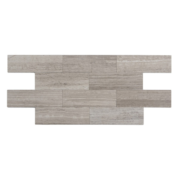Wooden White 3-in x 8-in Marble Floor and Wall Tiles( 10.2 sq. ft. /Box )