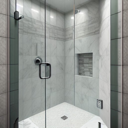 Carrara White Polished Marble Floor and Wall Tiles - Sample (Product Shown is Full Size)