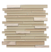 Glass & Metal Mix Random Strip 12-in x 12-in Glass Mosaic Wall Tile( 10 sq. ft. /Box )