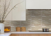 Glass & Metal Mix Random Strip 12-in x 12-in Glass Mosaic Wall Tile( 10 sq. ft. /Box )