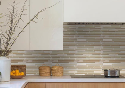 Glass & Metal Mix Random Strip 12-in x 12-in Glass Mosaic Wall Tile( 10 sq. ft. /Box )