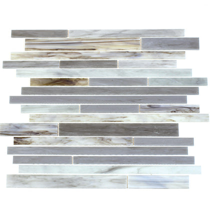 12-in x 12-in Antique Ice Random Strip Glass Mix Mosaic Wall Tile( 20 sq. ft. /Box )