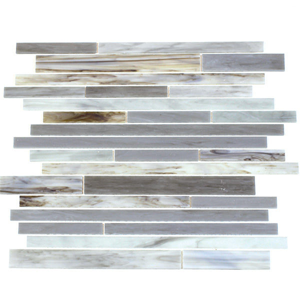 12-in x 12-in Antique Ice Random Strip Glass Mix Mosaic Wall Tile(1-sq. ft/ Piece)