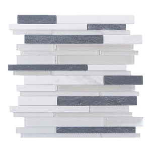 Iron Staircase Marble Slate & Glass Random Strips