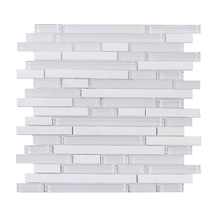 White Staccato Marble & Glass Random Strips