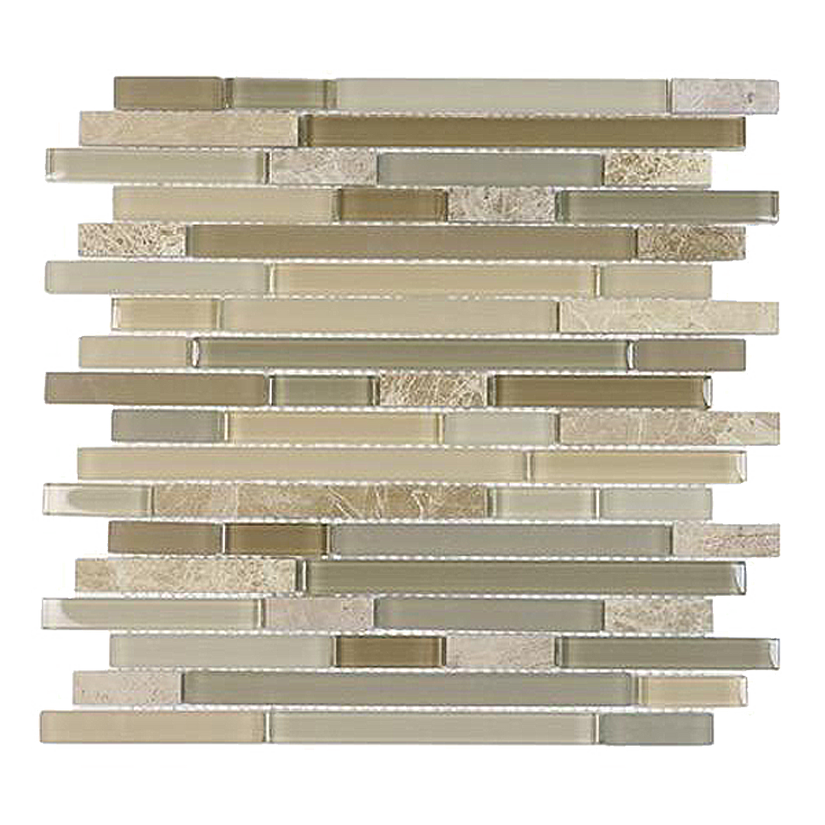 Brown Staccato Quartzet & Glass Strips 12-in x 12-in Glass Mosaic Wall Tile( 10 sq. ft. /Box )