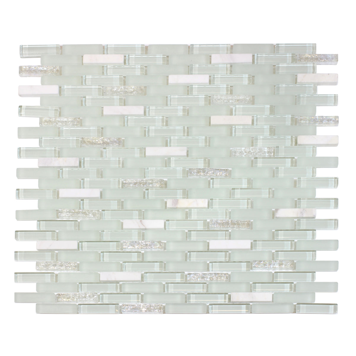 12-in x 12-in Ballentine Marble & Glass Mix Random Strip Mosaic Wall Tile( 10 sq. ft. /Box )