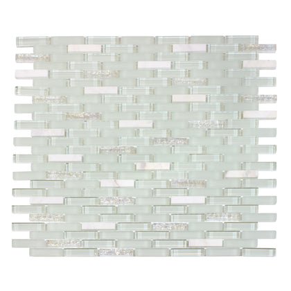 12-in x 12-in Ballentine Marble & Glass Mix Random Strip Mosaic Wall Tile( 10 sq. ft. /Box )