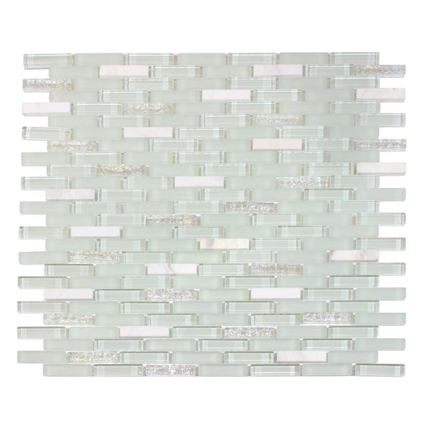 12-in x 12-in Ballentine Marble & Glass Mix Random Strip Mosaic Wall Tile(1-sq. ft/ Piece)