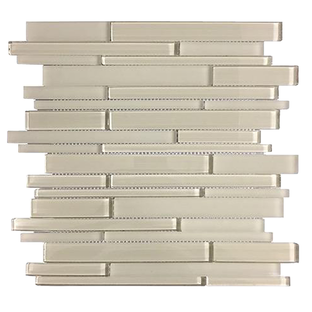 Nude Glass Mix Random Strip 12-in x 12-in Glass Mosaic Wall Tile( 10 sq. ft. /Box )