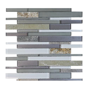 Modesto Quartzet & Glass Mix Random Strip Mosaic