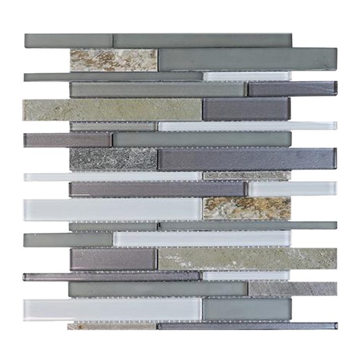Modesto Quartzet & Glass Mix Random Strip Mosaic