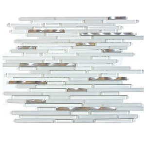 White Shadow Glass Mix Thin Strip Mosaic