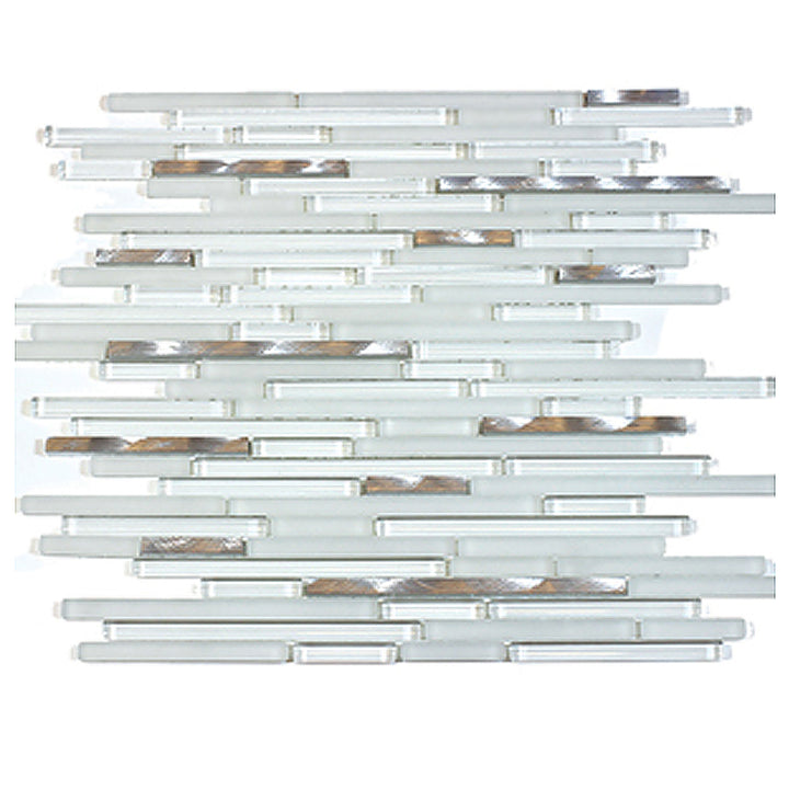 White Shadow Glass Mix Thin Strip Mosaic