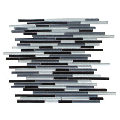 Gray Shadow Random Thin Strip 12-in x 12-in Glass Mosaic Wall Tile( 10 sq. ft. /Box )