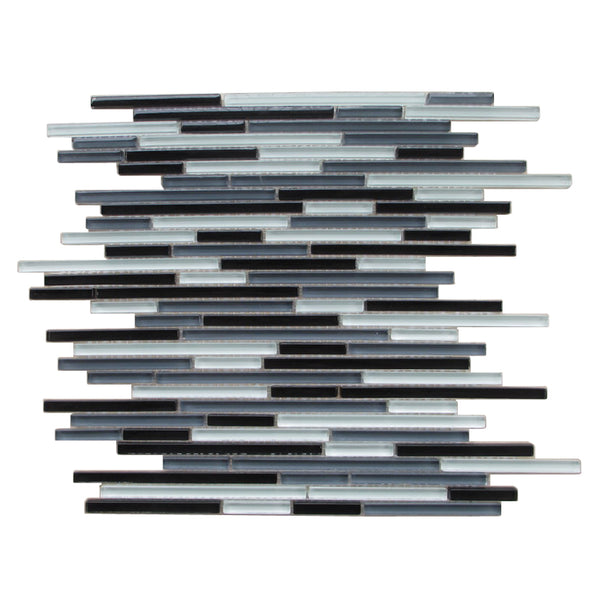 Gray Shadow Random Thin Strip 12-in x 12-in Glass Mosaic Wall Tile(1-sq. ft/ Piece)