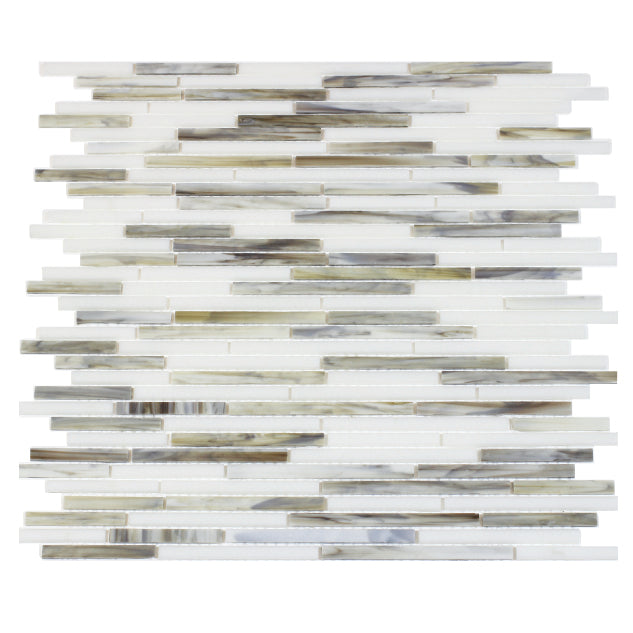 Silver Weave Random Strip Glass Mix 12-in x 12-in Glass Mosaic Wall Tile( 20 sq. ft. /Box )