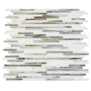 Silver Weave Random Strip Glass Mix Mosaic