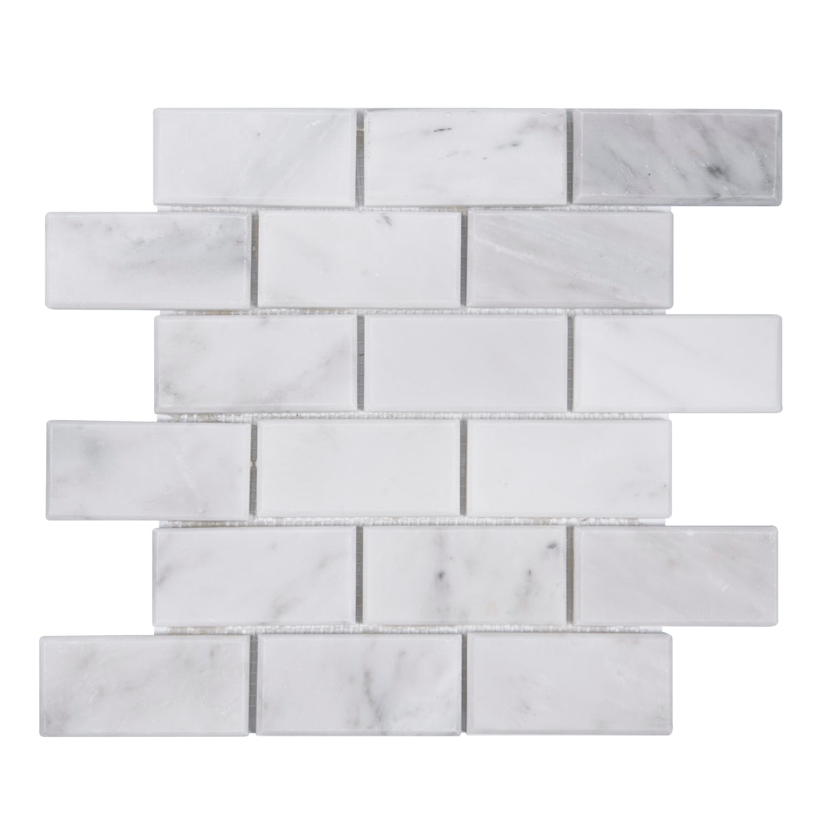 Bevel Brick Oriental White 12-in x 12-in Polished Marble Mosaic Wall Tile( 5 sq. ft. /Box )