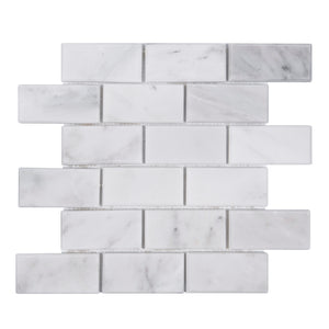 2x4 Bevel Brick Oriental White Polished Marble Mosaic