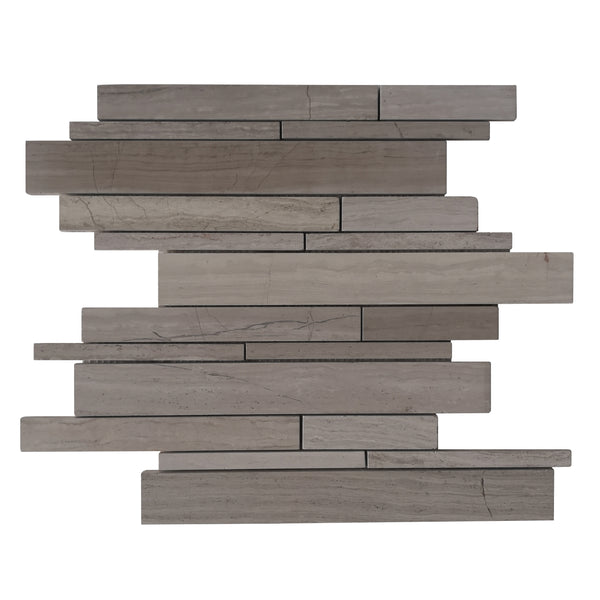 Wooden White Random Strip 13-in x 12-in Honed Marble Mosaic Wall Tile(1.08-sq. ft/ Piece)