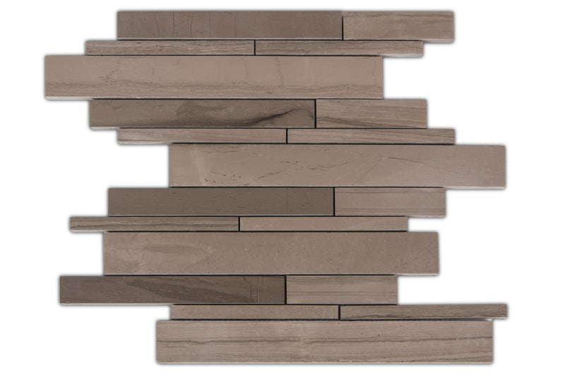 Athens Gray Random Strip 12-in x 12-in Honed Mosaic Wall Tile( 5 sq. ft. /Box )