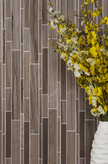 Athens Gray Random Strip Honed Mosaic Wall Tile - Sample (Product Shown is Full Size)