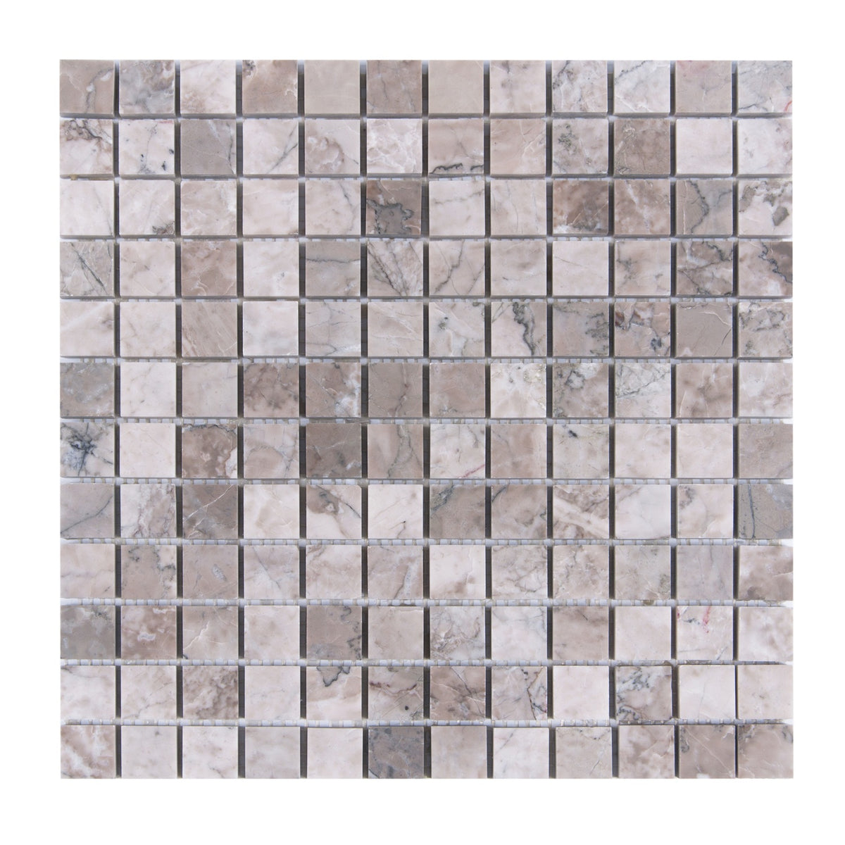 1-in Gray Cloud 12-in x 12-in Polished Marble Mosaic Floor and Wall Tile( 5 sq. ft. /Box )