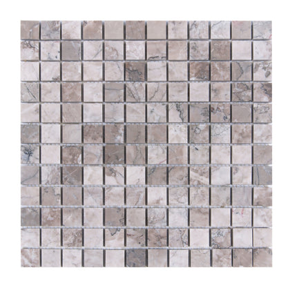 1-in Gray Cloud 12-in x 12-in Polished Marble Mosaic Floor and Wall Tile( 5 sq. ft. /Box )