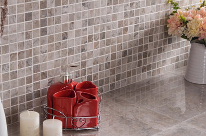 1-in Gray Cloud 12-in x 12-in Polished Marble Mosaic Floor and Wall Tile( 5 sq. ft. /Box )