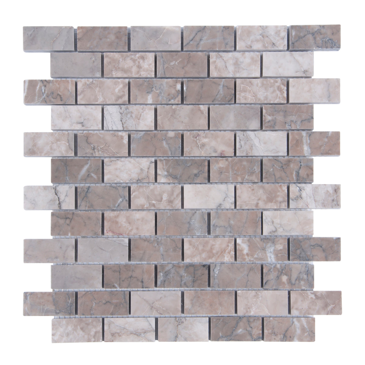 1-in x 2-in Gray Cloud 12-in x 11-in Polished Marble Mosaic Wall Tile( 4.6 sq. ft. /Box )