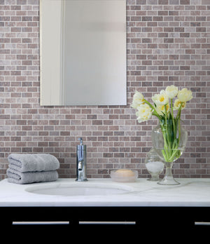Gray Cloud 1x2 Polished Marble Mosaic